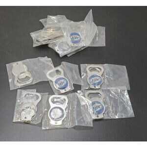 Lot of 16 Miller Lite Metal Key Chain/Bottle Openers **FACTORY SEALED**
